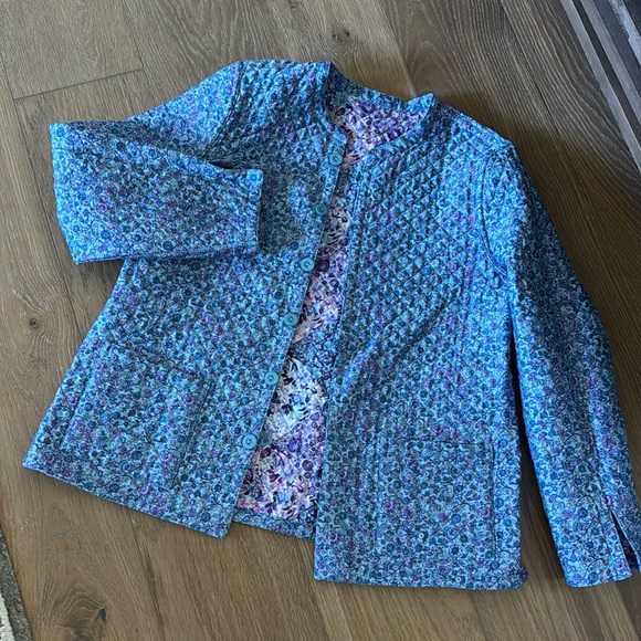 Quilted floral reversible jacket Womens L  Cotton cottage core Country Romantic - Picture 10 of 16